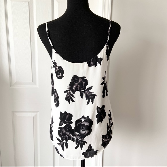 Aritzia Babaton Everly Camisole White Black Floral V-Neck Tank Top - Picture 5 of 16